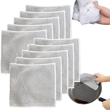 Multipurpose Wire Dishwashing Rags for Wet and Dry Pack of 10